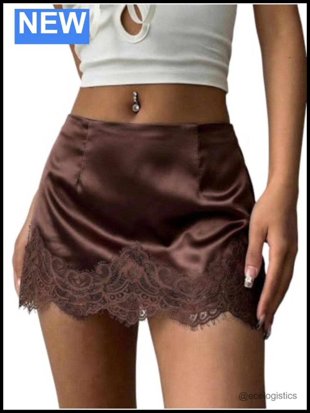 Lace Satin Low Rise Patchwork Y2K Mini Skirt